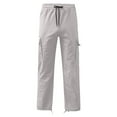 Men's Solid Loose Fit Cargo Pants Fashion Multi Pockets Cotton Trousers