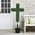 thumbnail image 3 of Chanana Artificial Cross Topiary Tree, Faux Boxwood Religious Cross with Bow, Potted Memorial Decor for Easter, Church Services and Outdoor Cemetery Displays, 3 of 8