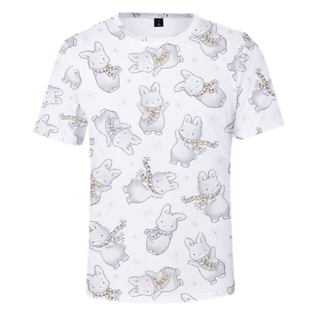 

Rabbit Easter Short Sleeve Casual Crew Neck Undershirt for Summer