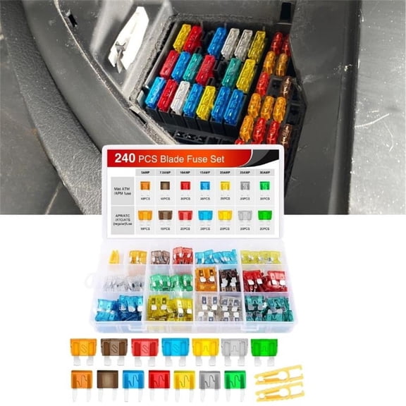 Nilight 240Pcs Standard and Mini Blade Fuses Set,5A 7.5A 10A 15A 20A 25A 30A ATC APR ATO ATS Standard and ATM APM Automotive Blade Fuse Assortment Kit
