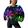 thumbnail image 2 of WXLWZYWL Women's Christmas Sweatshirts 2024 Rhinestone 3D Cute Xmas Tree Tops Trendy Crewneck Pullovers Long Sleeve Shirts, 2 of 6