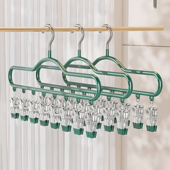 COM1950s Stainless Steel Drying Rack with Clips,Multifunctional Clothes Hanger Organizer for Laundry,Space Saving Garment Dry Rack with Windproof Clips for Socks,Scarves,Pants,Indoor Outdoor Use