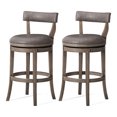 thumbnail image 1 of Maven Lane Alexander Bar Stool, Reclaimed Oak with Stone Vegan Leather, Set of 2, 1 of 7