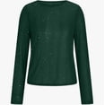 thumbnail image 5 of Womens Mesh Long Sleeve Blouse Elegant Solid Color Casual and Evening Wear Crew Neck Top Green M, 5 of 5