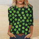 thumbnail image 2 of Mujeres 3/4 Manga Tops Y Blusas Impresas Cuello Redondo Camiseta Blusa de Moda para Casual, Fiesta, Trabajo, Vacaciones, Toda la Temporada, 2 of 5
