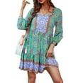 thumbnail image 4 of Txlixc Vestido de mujer, 3 / 4 - Manga V - neck, con flecos y flecos, vestido de estilo bohemio impreso Txlixc moda, 4 of 7
