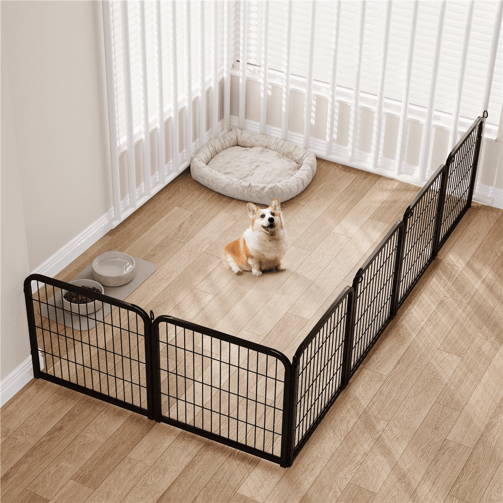 Renwick 24" Height 2 Panels Dog Playpen, Black