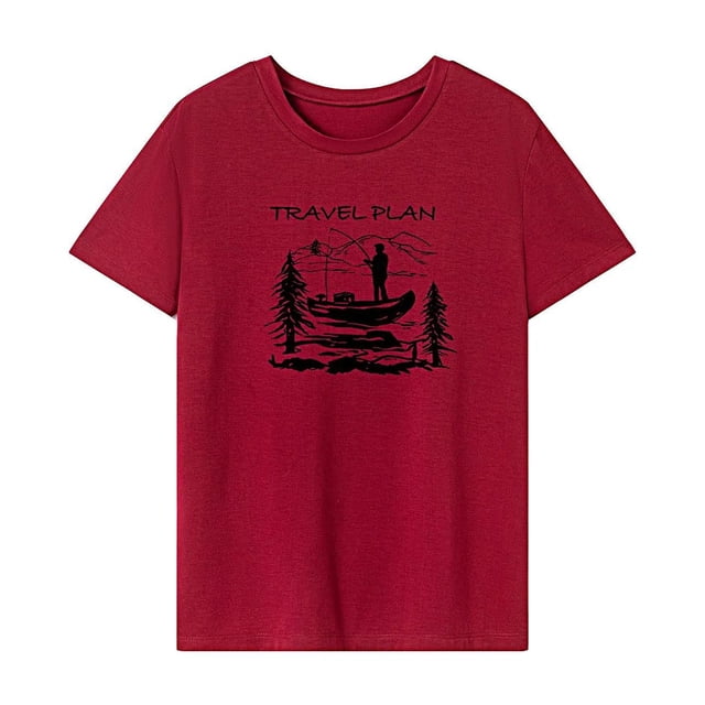 Camiseta para mujer verano femenino cuello redondo camisa para uso diario vacaciones en la playa L