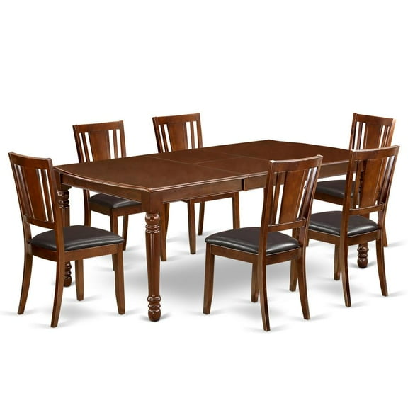 East West Furniture Dover 7-piece Wood Dining Room Set in Mahogany