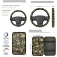 thumbnail image 3 of Yuyamidu Camo Hunting Wood Front Rear Car Seat Covers with Steering Wheel Cover Car Seat Belt Shoulder Pads Coaster Armrest Pad Cover Keychain, Set of 13, 3 of 6