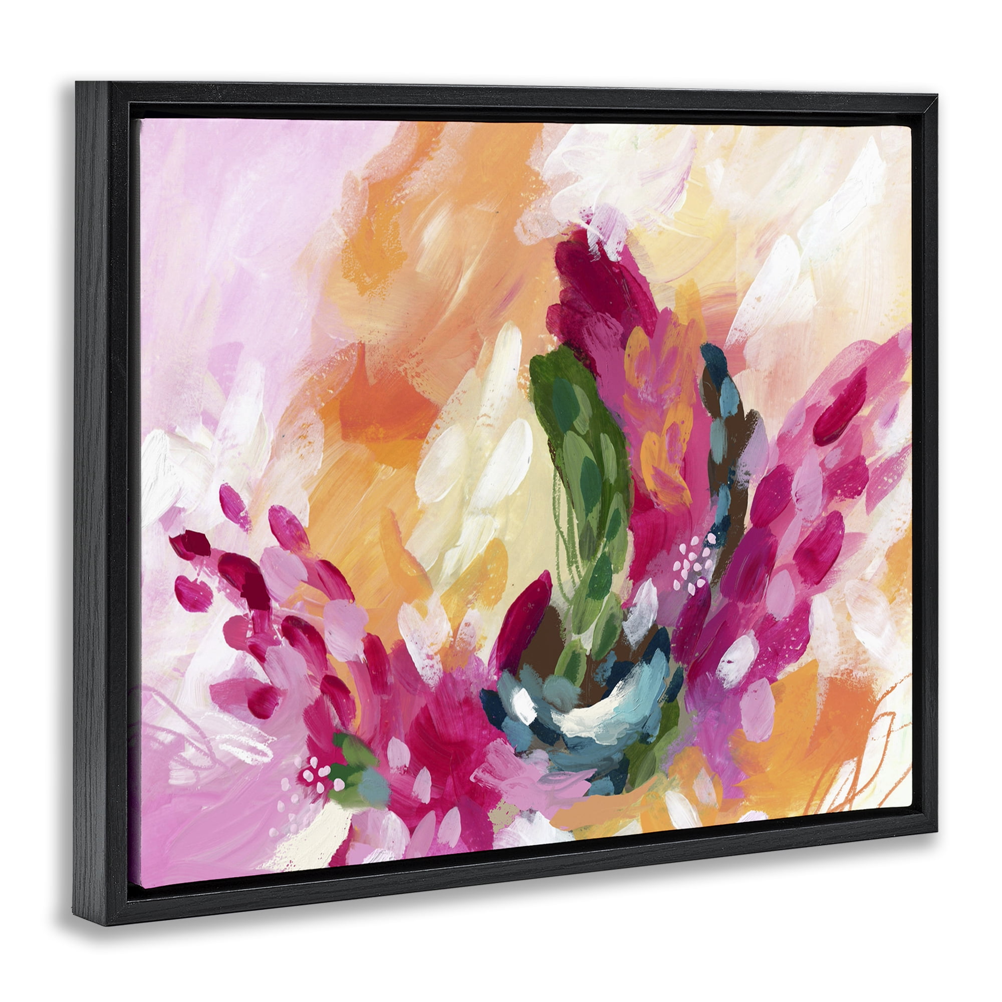 Stupell Industries Tropical Punch Abstraction Abstract Painting Black Floater Framed Canvas Art Print Wall Art, 21 x 17
