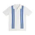 thumbnail image 3 of Daiosportswear Men'S Polo Shirts Vintage Stripe V-Neck Short Sleeve Knit Cotton Summer Golf Shirts White XL(XL), 3 of 7