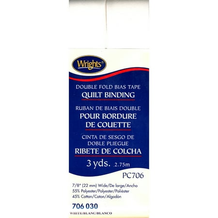 Targa Binding - Wrights Polyester Cotton White Quilt Binding, 3 Yd.