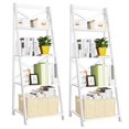 thumbnail image 1 of Costway Set of 2 Ladder Shelf 4-Tier Bookshelf Bookcase Storage Display Plant Leaning, 1 of 10