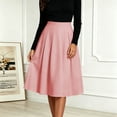 thumbnail image 4 of Ruimatai Womens Pleated Midi Skirt High Waist Elastic Pocket Work Office Casual Spring Daily Flowy A-Line Skirt, 4 of 6