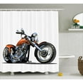 thumbnail image 1 of Cartoon Shower Curtain Set, Adventure Motorbike Image Motorcyclist Adventure Racing Powerful Engine Vehicle Art, Bathroom Decor, Orange Black, by Ambesonne, 1 of 1