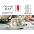 thumbnail image 2 of Linda taza de café de cerámica de 16 oz con asa Taza Kawaii Tazas de leche con leche de cerámica para la oficina y el hogar Patrón pintado a mano Regalos de cumpleaños únicos (gato afortunado), 2 of 5