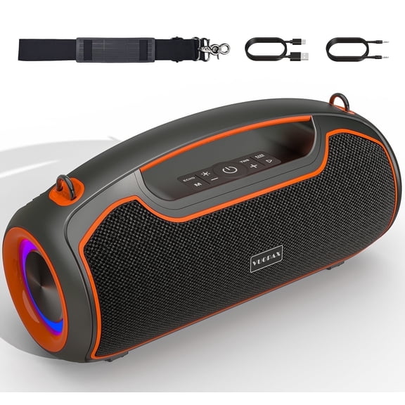 Portable Bluetooth Speaker 200W Peak,IP65 Waterproof Outdoor Wireless Speaker with 24H Playtime,Deep Bass,TWS and USB/AUX/TF Input for Party