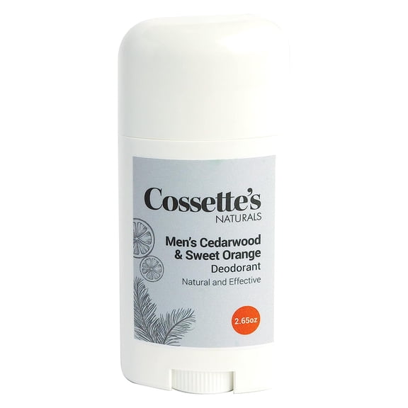 Cossette's Naturals - Men's Cedarwood and Sweet Orange Natural Deodorant (2.65 OZ) Aluminum & Paraben Free