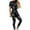 Black, variant on Sakmal Drawstring One Piece Jumpsuits for Women Dressy Solid Jogger Cargo Overalls Long Black Short Sleeve Collared Pants for Women