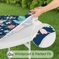 thumbnail image 5 of Water-Resistant Floral Round Tablecloth with Elastic Hem, Durable Polyester Fabric Fits 44-52 Inch Diameter Tables for Dining or Garden, Large Size, 5 of 7