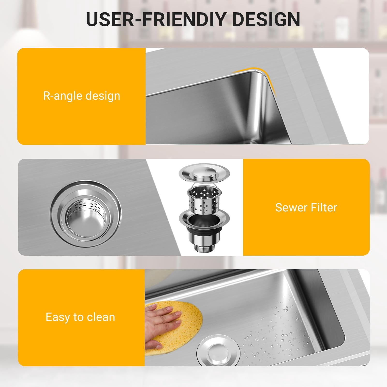Freestanding Stainless Steel Utility Sink 28x20x34", Single Bowl, Hot & Cold Faucet, Adjustable Legs, Rapid Drainage, Built-in Knife Storage