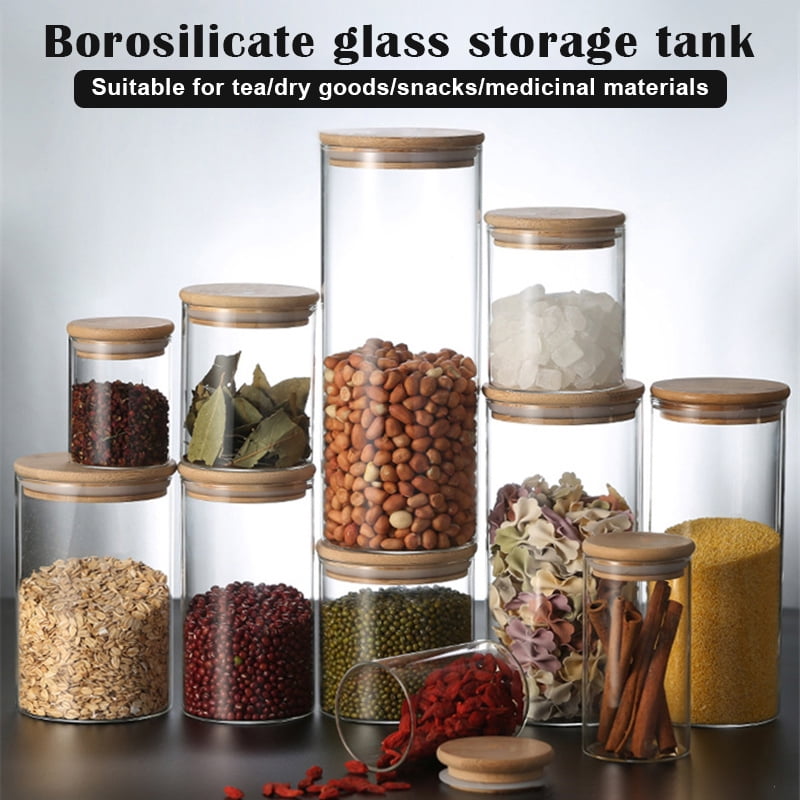 Transparent High Borosilicate Glass Kitchen Storage Bottle Jar Organization UK