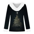 thumbnail image 4 of NMMUED Christmas Shirt Christmas Long Sleeve Shirt Women Thanksgiving Outfit Women Christmas Blouses for Women Womens Long Sleeve T Shirts Funny Christmas Shirts Womens V Neck T Shirts Dark Blue L, 4 of 4