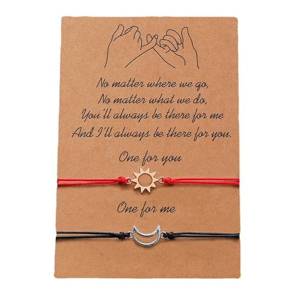 2pcs Sun And Moon Couple Bracelets Accessory Symbolizing Forever Love With Black Design For Romance Expression