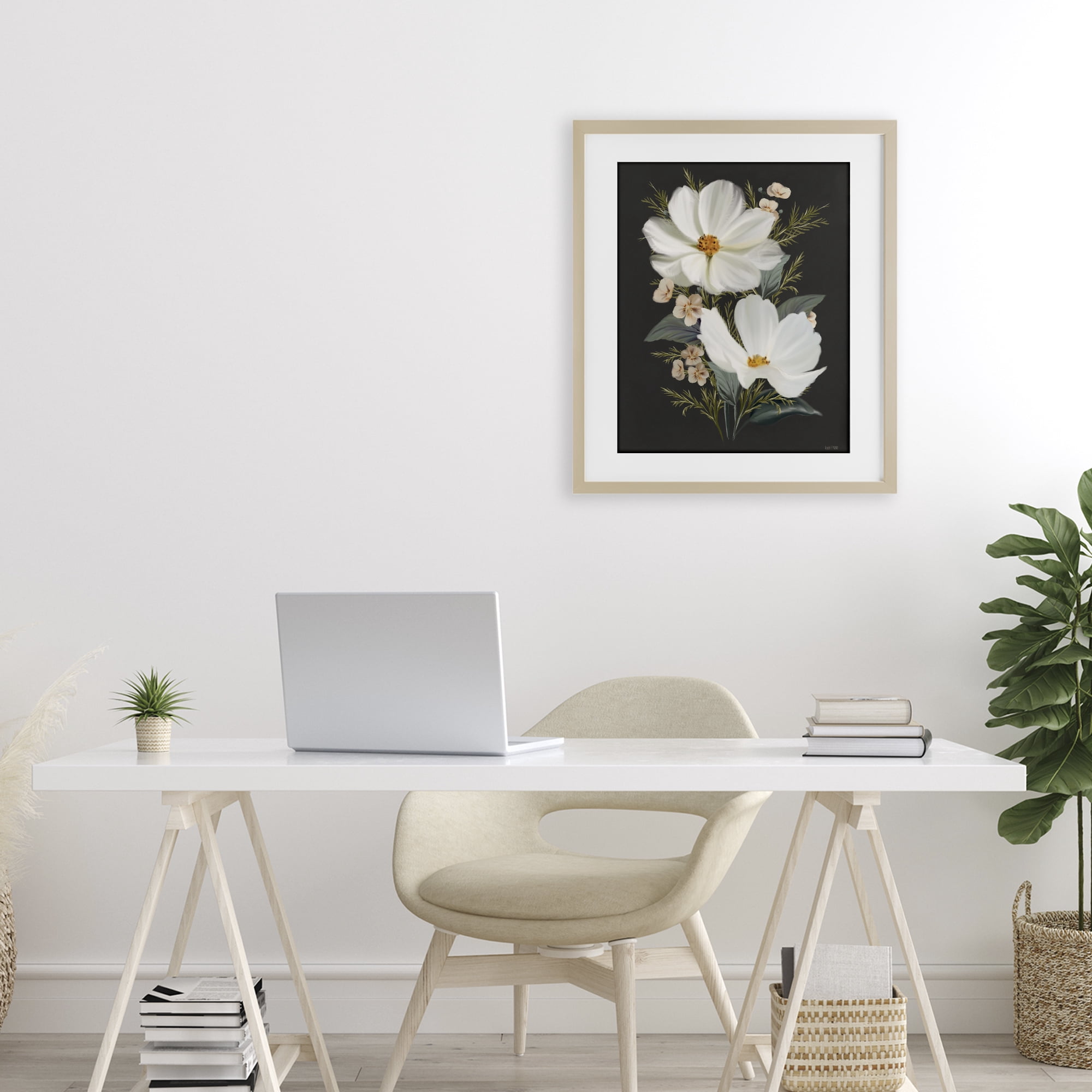 Stupell Industries Old Lace Cosmos Birch Framed Print Under Glass, design by House Fenway