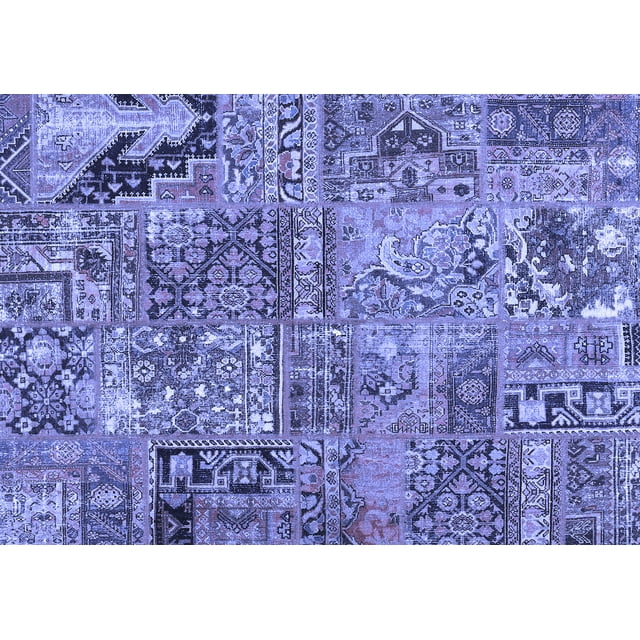 Ahgly Company Machine Washable Indoor Rectangle Patchwork Blue Transitional Area Rugs, 2' x 3'
