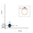 thumbnail image 4 of ANGARA Natural Oval 3.25 ct London Blue Topaz Cocktail Ring with Trio Diamonds in 14K Rose Gold for Women (Size-10x8mm) | November Birthstone Jewelry for Women | London Blue Topaz Ring (Ring Size - 9), 4 of 9