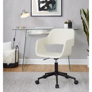 Carson Carrington Vallen Adjustable Task Chair with 5-Star Base Cream Faux Leather/Black Metal