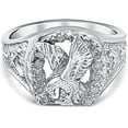 thumbnail image 1 of Mens Diamond American Eagle Ring 10K White Gold, 1 of 4