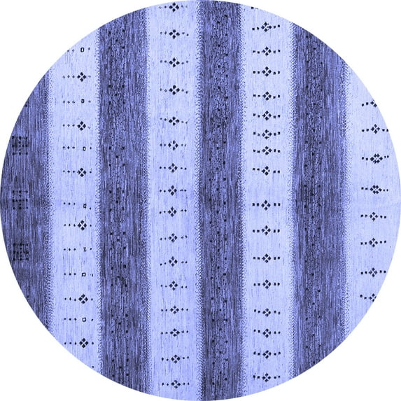 Ahgly Company Indoor Round Abstract Blue Contemporary Area Rugs, 4' Round