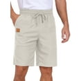 thumbnail image 4 of GIRUNS Men's Shorts Summer Beach Casual Elastic Waist Drawstring Shorts Grey S, 4 of 7