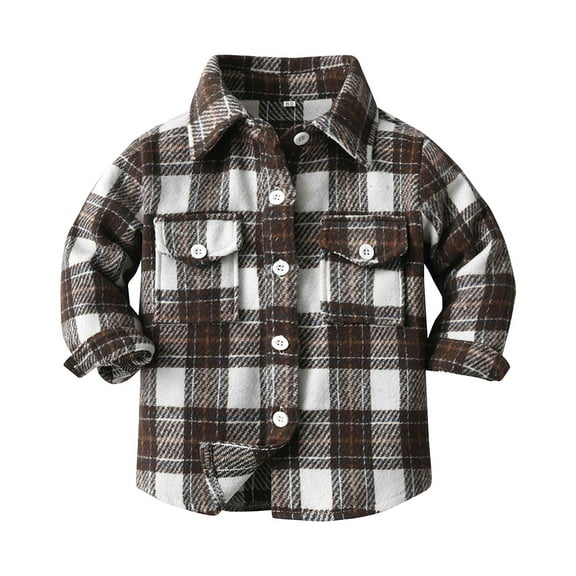 Hessimy Toddler Boys Flannel Shirt Toddler Buffalo Plaid Shirt Long Sleeve Button Up Shirts Casual Tops(Grey,18-24 Months)
