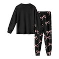 thumbnail image 6 of SonxaHe Toddler Girls' Outfits Valentine's Day Bow Print Loungewear T Shirt Pants Kids Sleepwear Soft Cozy Casual Outfit Set Black,Sized 3-4, 6 of 6