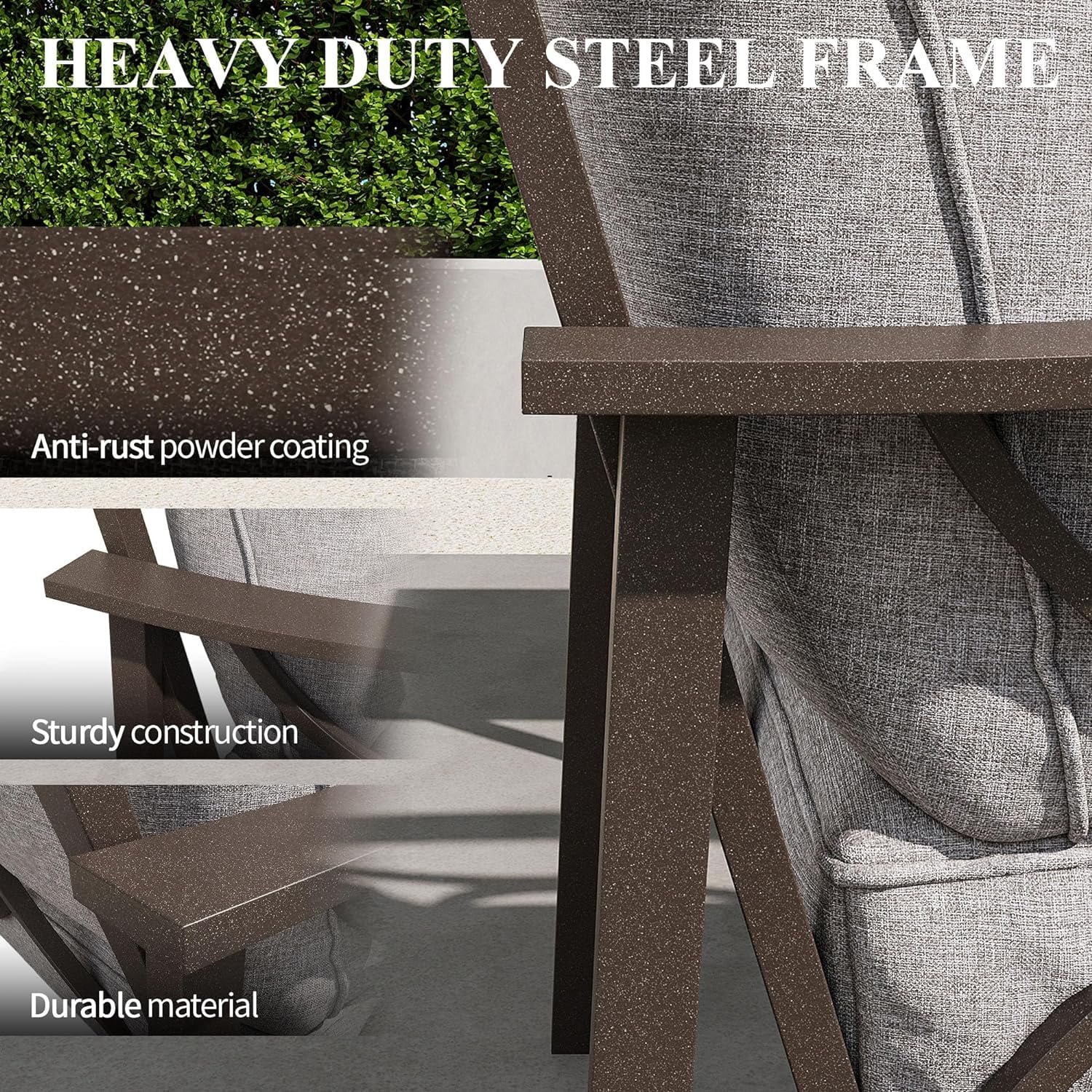 SUNVIVI Outdoor Patio Furniture Set, Patio Conversation Set with Coffee Table Side Table and Ottomans, Metal Furniture Set for Porch Backyard Garden