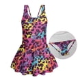 thumbnail image 4 of Uorisanigo Kids One Piece Swimsuit Girls Size 3-4 Polyester and Spandex Swimwear for Kids Girls Bathing Suit Skirted Beach Vacation, Rainbow Leopard, 4 of 6