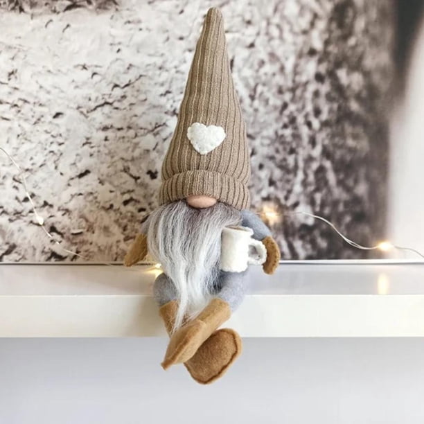 Muñeco de gnomo de café, decoración de felpa, adornos de granja (mano derecha negra)