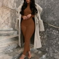 thumbnail image 4 of Sinleey Women's Turtleneck Full Bodycon Jumpsuit Bodysuit Long Sleeve Stretchy Skinny Rompers Brown XL, 4 of 7