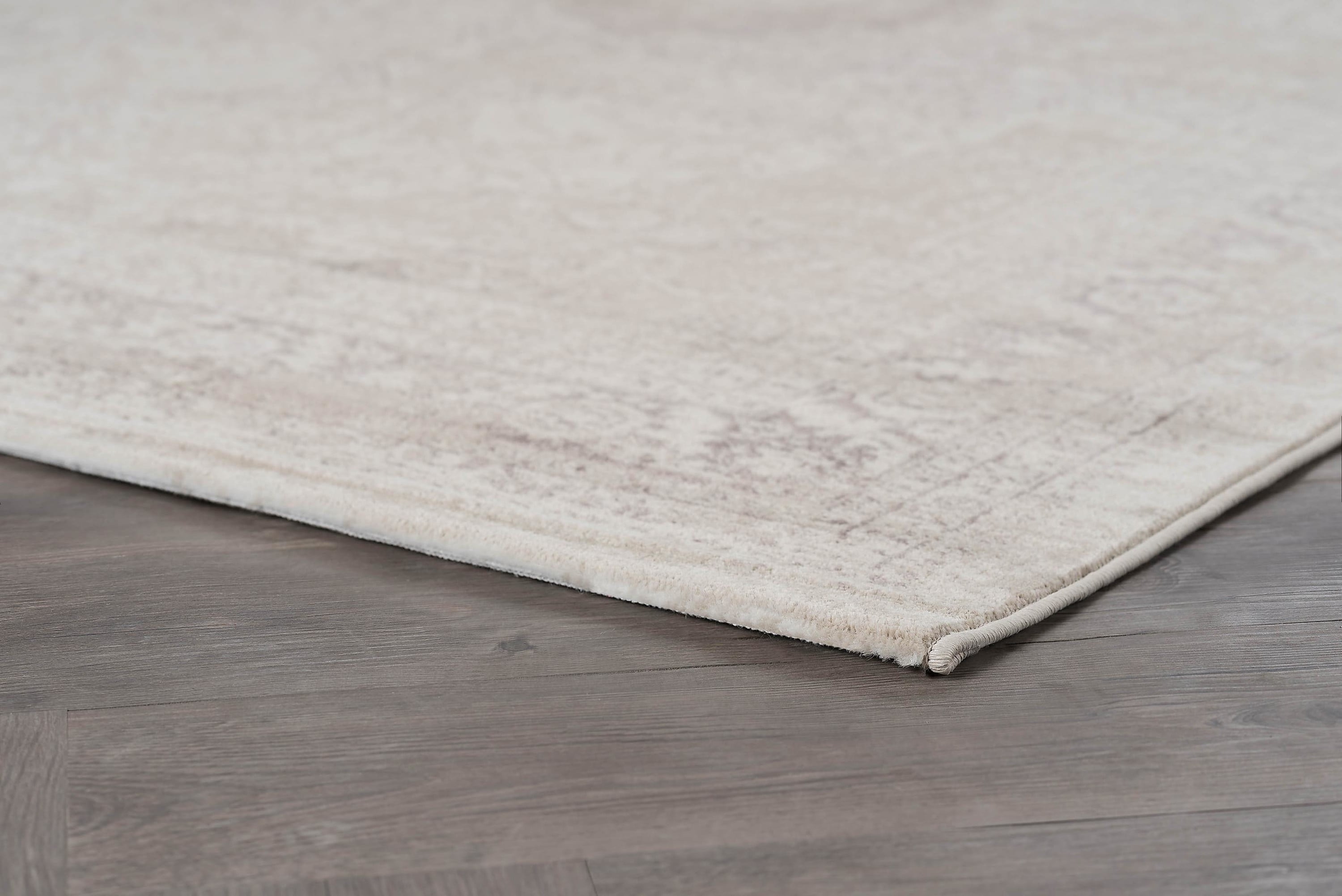 Transitional 5x8 Area Rug (5'3'' x 7'3'') Oriental Cream, Taupe Living Room Easy to Clean