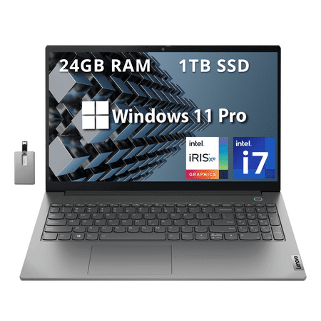 LENOVO ThinkBook 15 Gen 4 15.6" FHD Business Laptop, 12th Gen Intel Core i7-1255U, 24GB DDR4 RAM, 1TB SSD, Backlight Keyboard, Iris Xe Graphics, Win 11 Pro, Black, 32GB Hotface USB Card