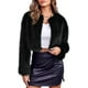 thumbnail image 3 of Chaqueta de piel sintética recortada a la moda para mujer, cárdigan de manga larga con frente abierto, Parka esponjosa informal, abrigo corto peludo, 3 of 5