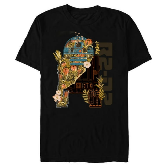 Star Wars R2-D2 Artoo-Deetoo Droid Floral Garden Reimagined - Short Sleeve Blended T-Shirt for Adults - Customized-Black