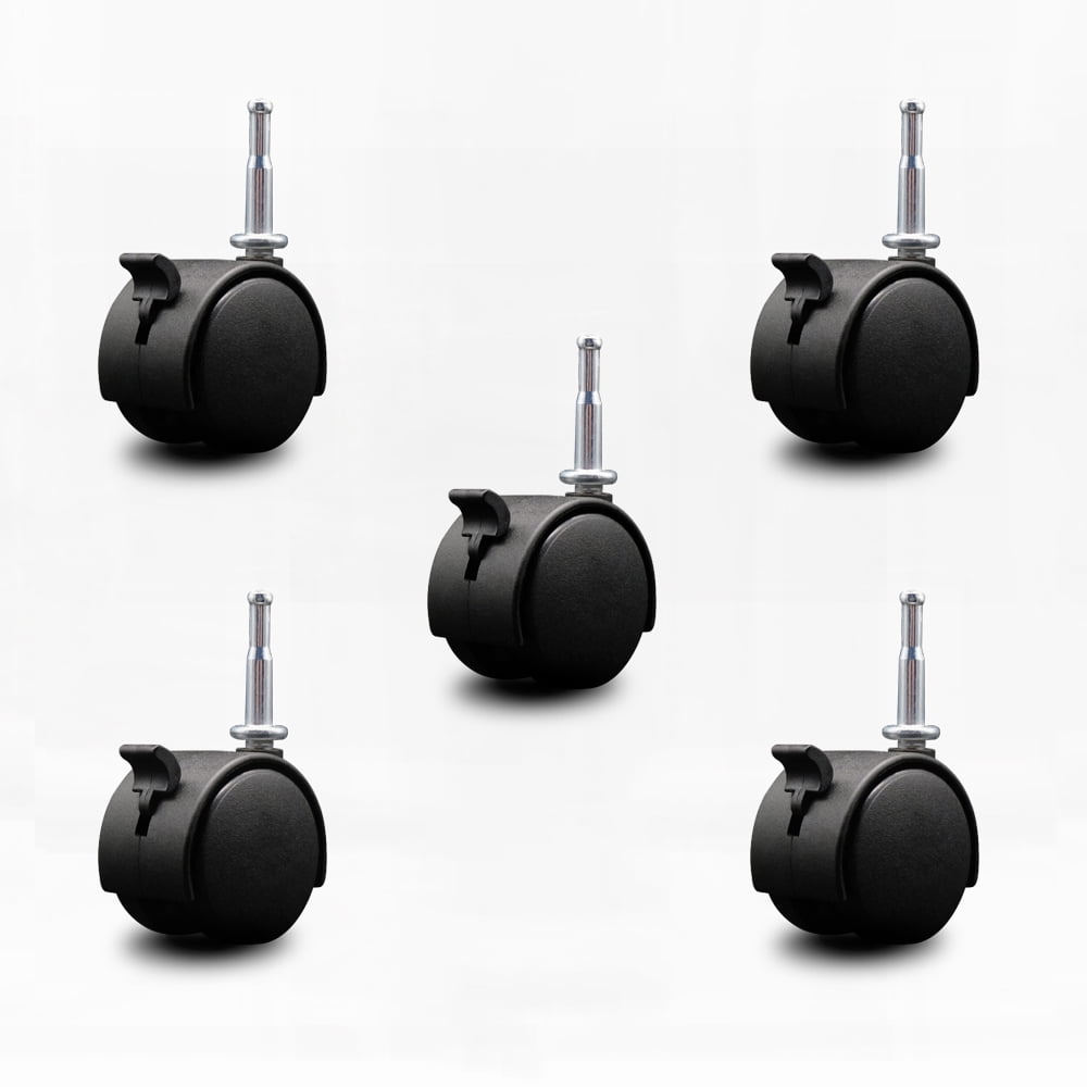 2 Inch Office Chair Casters with Brakes Nylon Hooded Twin Wheel 5/