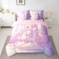 thumbnail image 2 of jejeloiu Cute Toy Bear 7-Piece Twin Bedding Sets,Pink Anime Girls Bedding Comforter Set For Princess Reversible, 2 of 8
