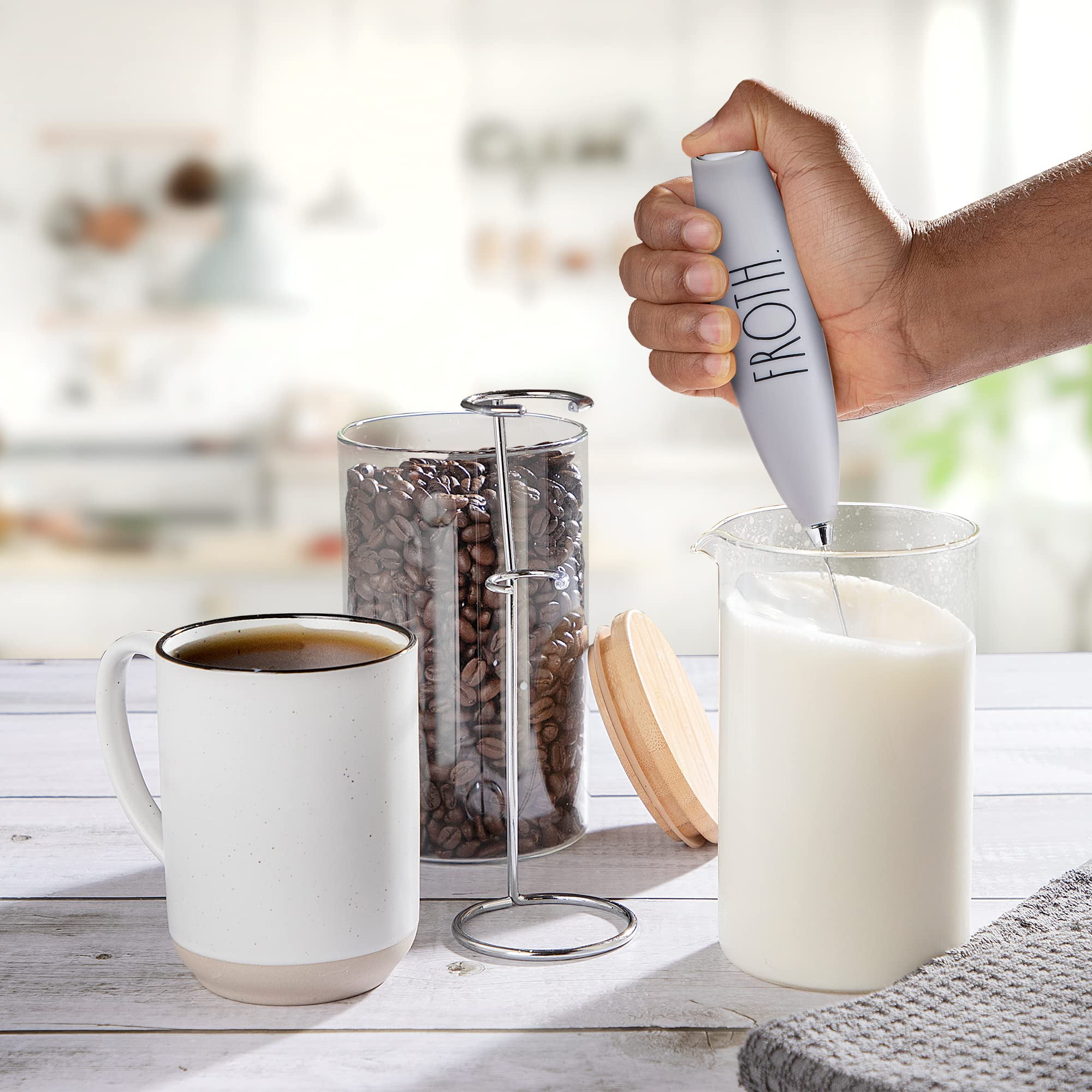 ニッソーワイダーファン 100V 37/40W Rae Dunn Milk Frother, Handheld Electric Drink Mixer, Hand Blender