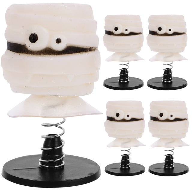 Shisuyan Halloween Spring Toys in White Plastic Color for Playing Fun Cartoon Jumping Toys 5pcs